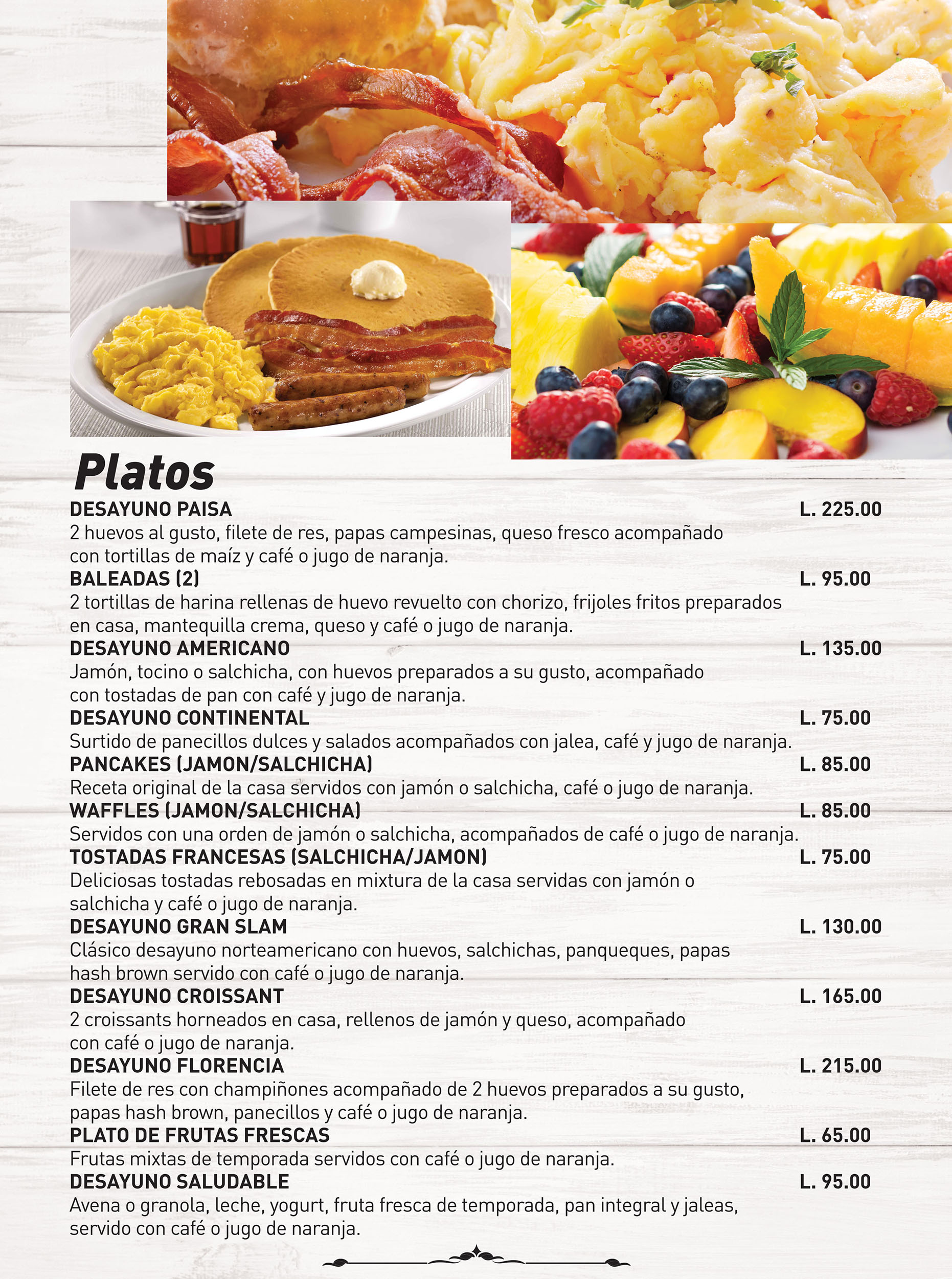 Menu Desayuno | Florencia Plaza Hotel